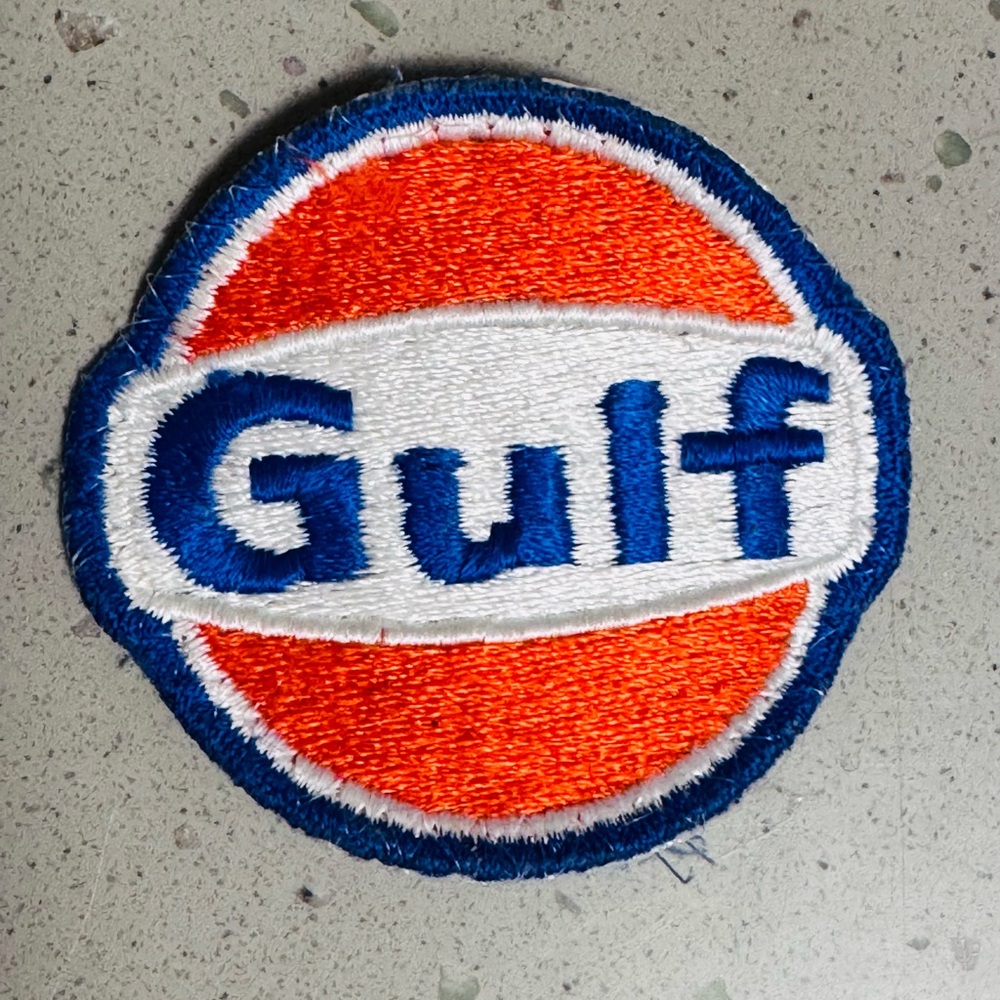 7cm Vintage Gulf Oil Fully Emrboidered Iron On Patch Gas Station